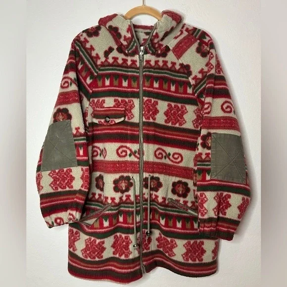 Vintage Mulberry Street Full Zip Aztec Print Fleece Jacket Women’s Large - Picture 4 of 15
